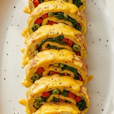 Effortless Veggie Omelette Roll finished recipe