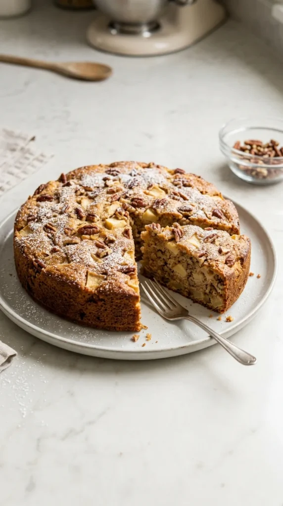Fresh Apple Cake with Cinnamon and Walnuts full finished recipe