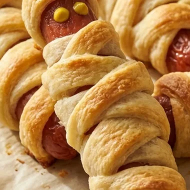 Halloween Mummy Hot Dogs finished recipe