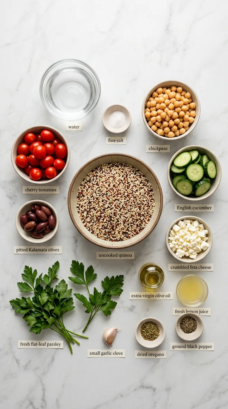 Mediterranean Quinoa Power Bowl ingredients