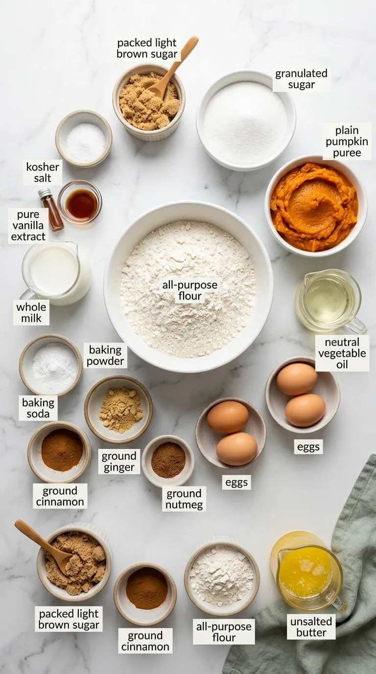 Mini Pumpkin Bread with Cinnamon Swirl ingredients