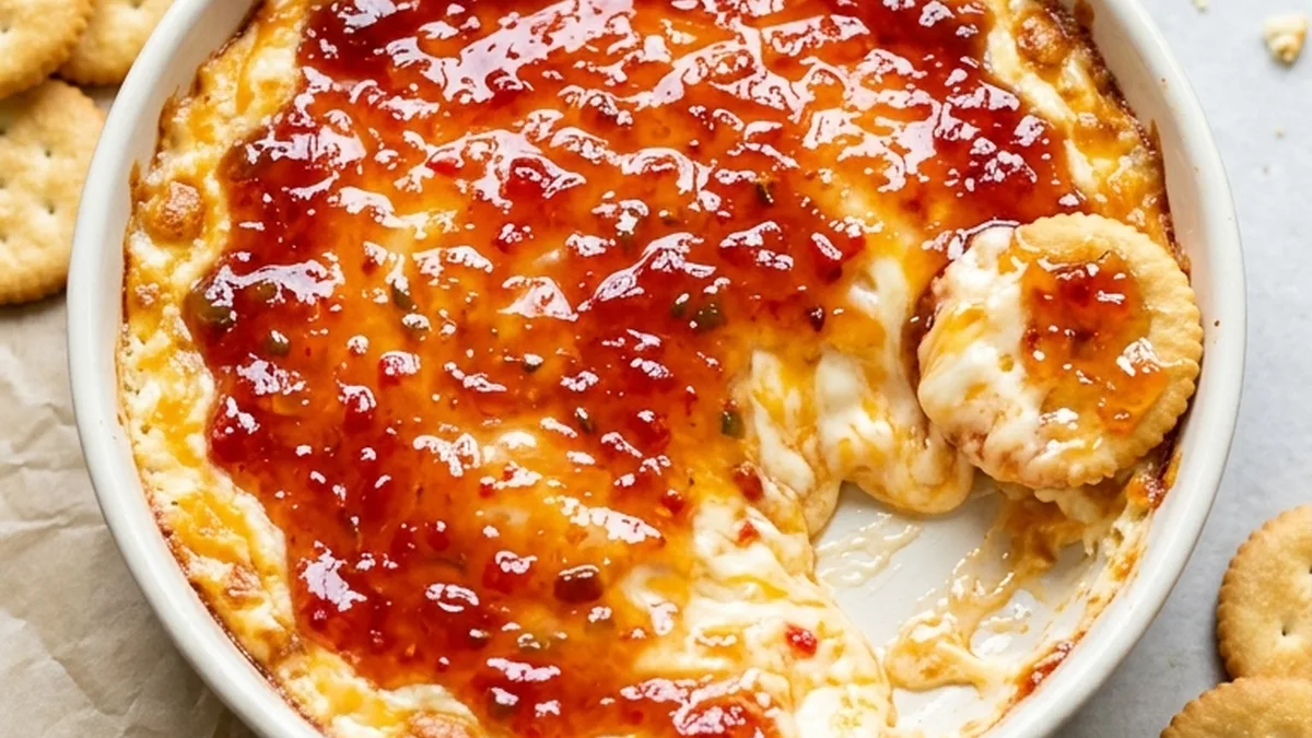 Pepper Jelly Cheese Dip finished recipe