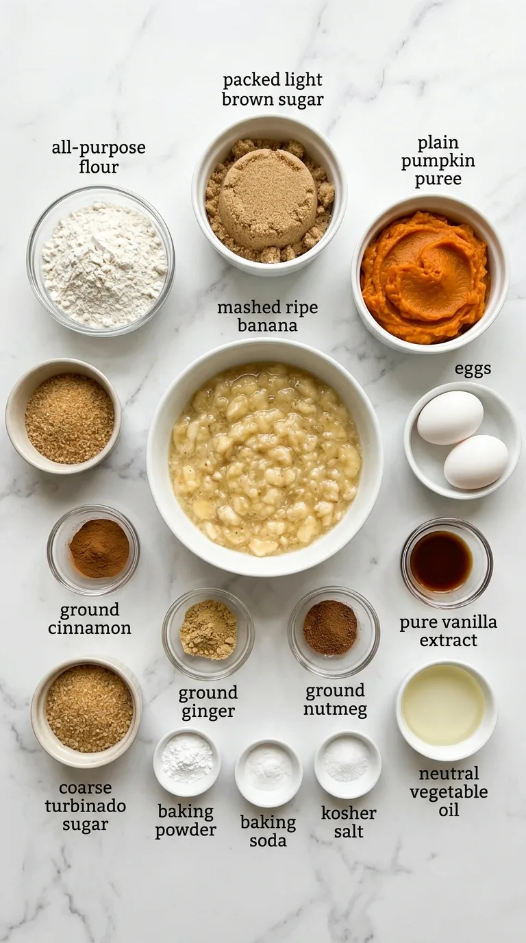 Pumpkin Banana Bread ingredients
