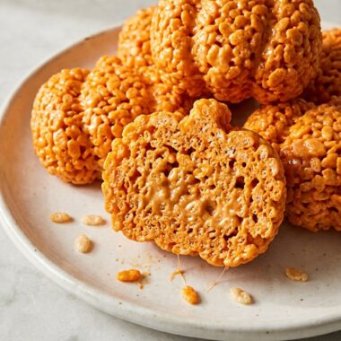 Rice Krispie Treat Pumpkins finished recipe