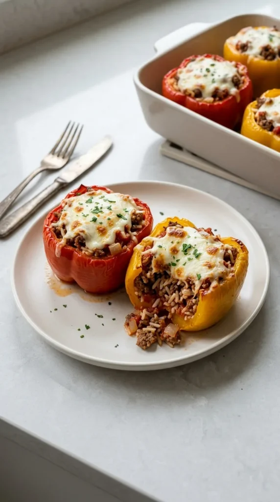 Roasted Stuffed Bell Peppers full finished recipe