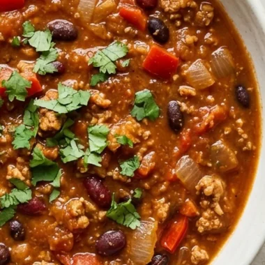 Slow Cooker Pumpkin Turkey Chili finished recipe