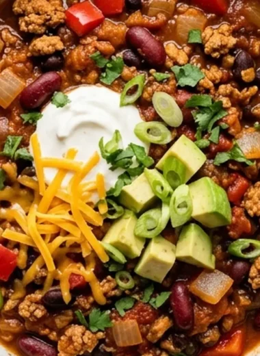 Slow Cooker Pumpkin Turkey Chili finished recipe
