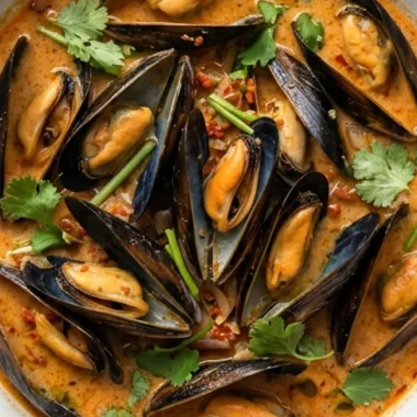 Thai Coconut Curry Mussels finished recipe