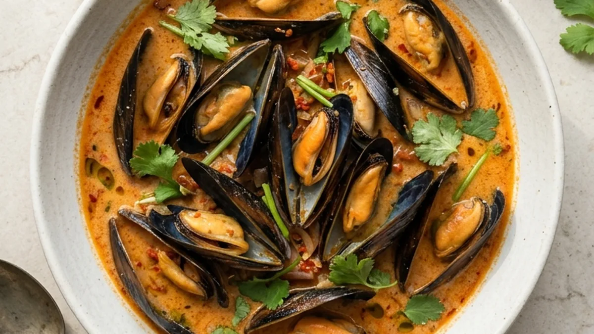 Thai Coconut Curry Mussels finished recipe