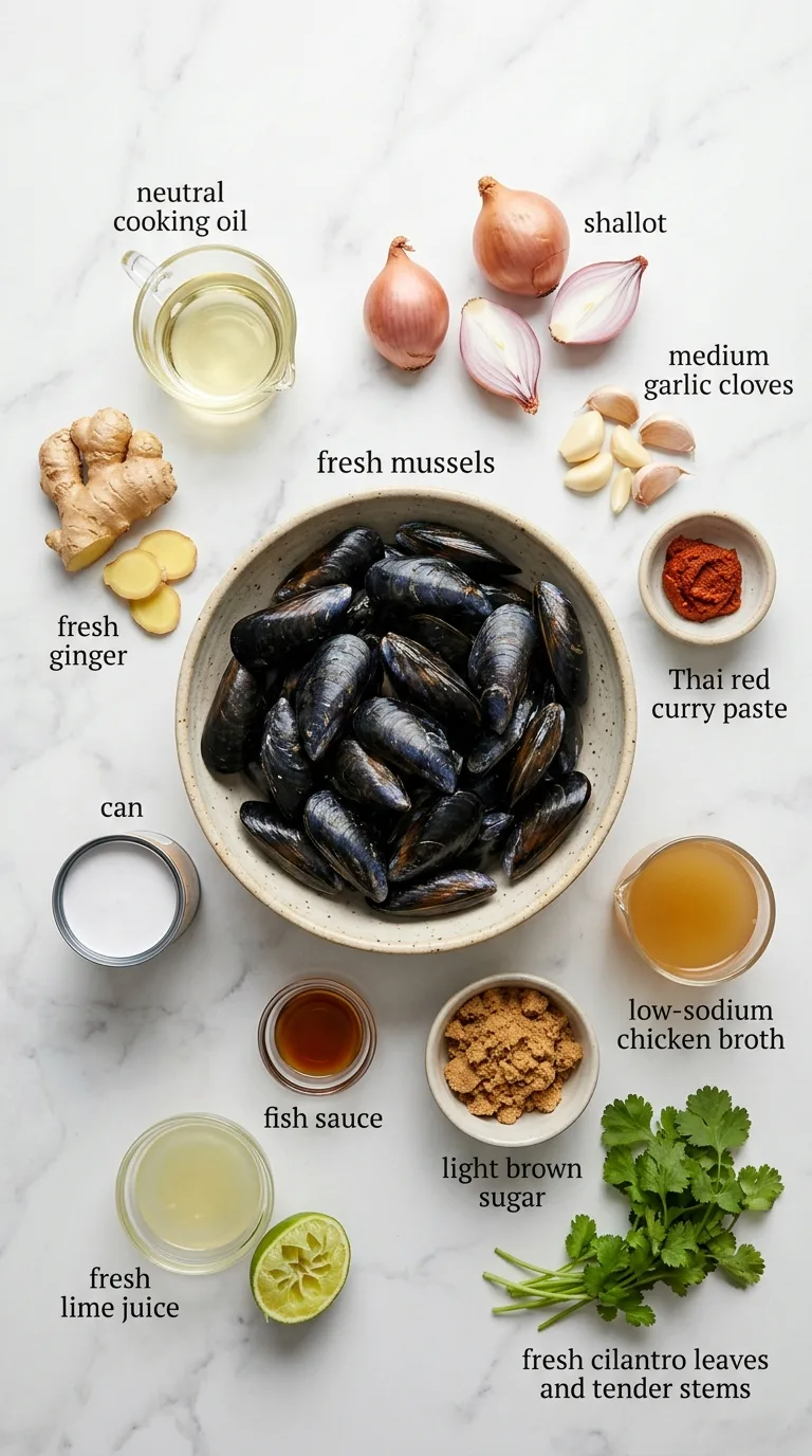 Thai Coconut Curry Mussels ingredients