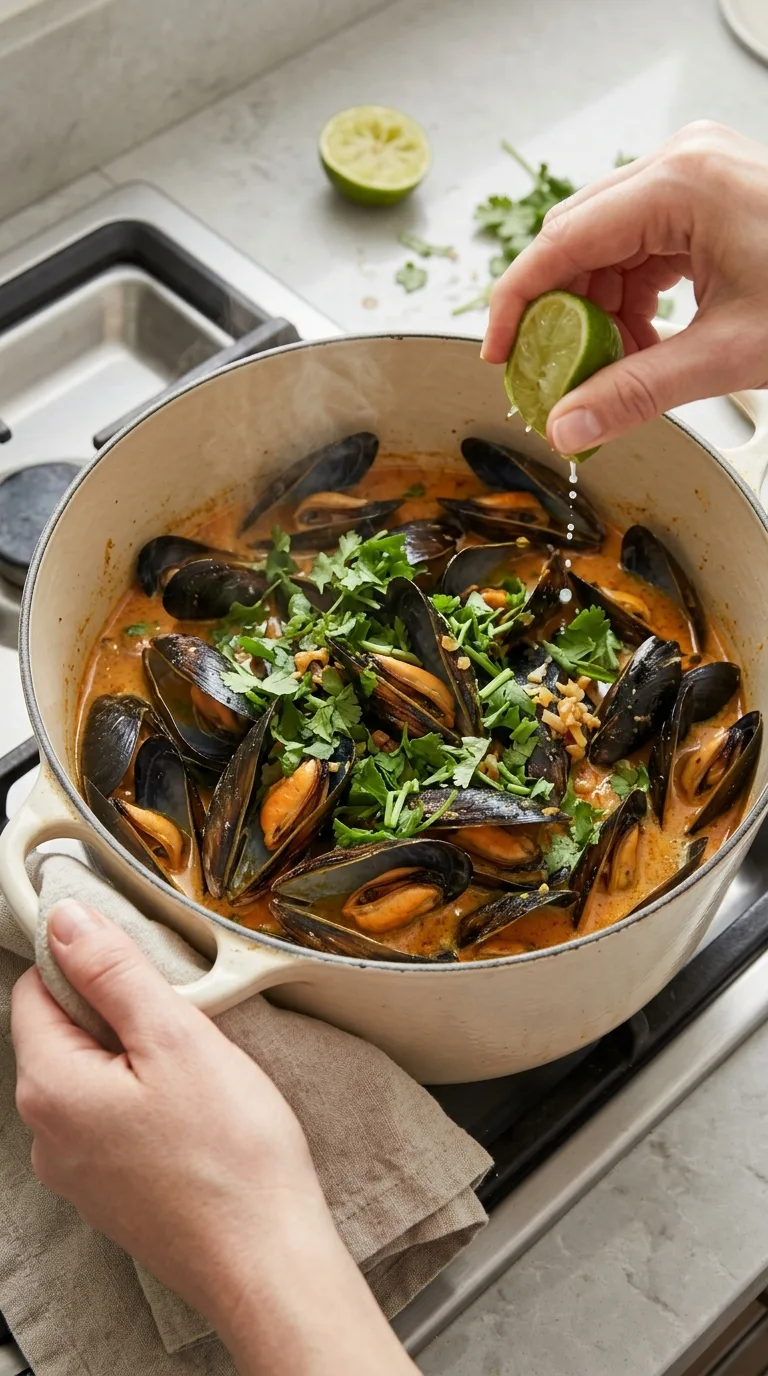 Thai Coconut Curry Mussels step 6