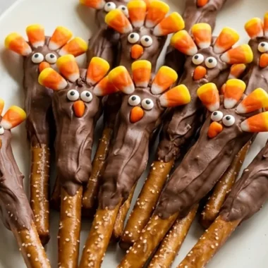 Thanksgiving Turkey Pretzel Rods finished recipe