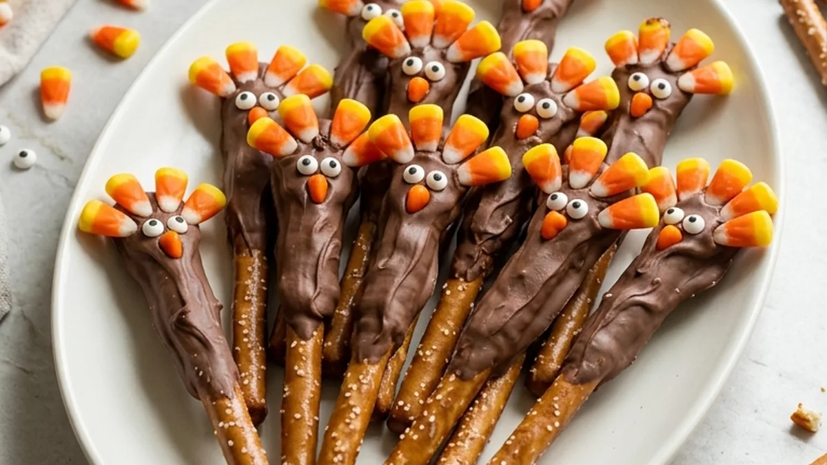 Thanksgiving Turkey Pretzel Rods finished recipe