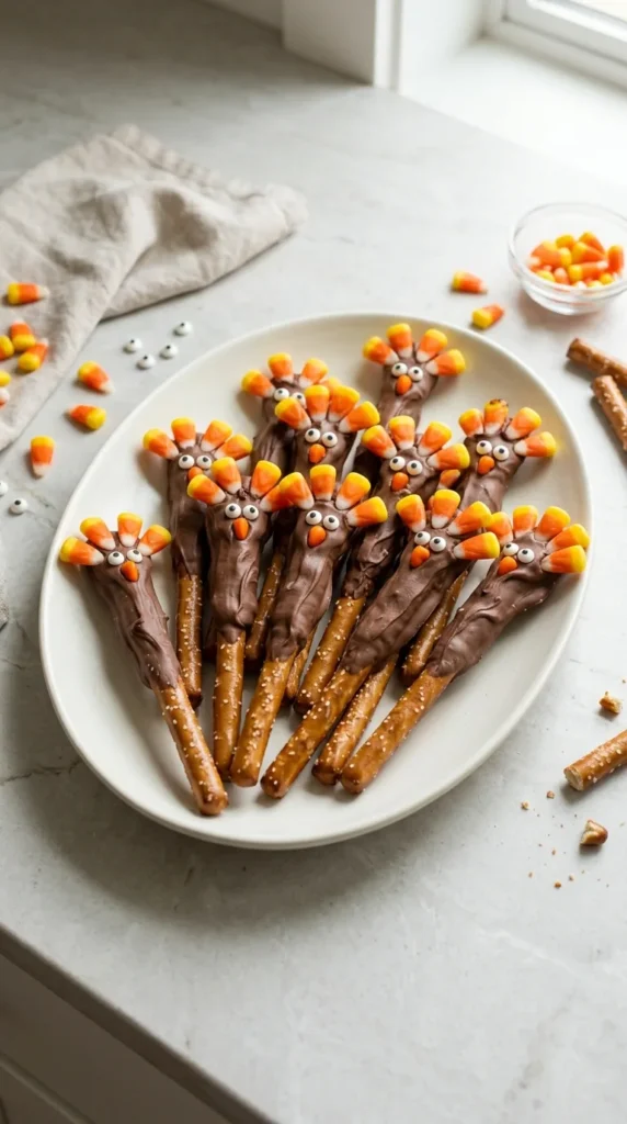 Thanksgiving Turkey Pretzel Rods full finished recipe