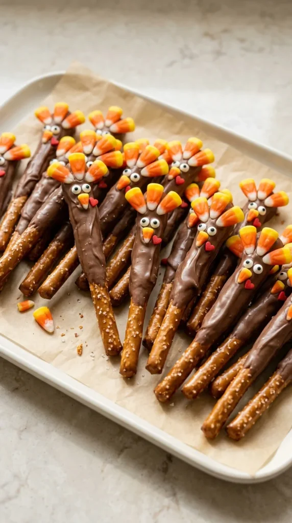 Thanksgiving Turkey Pretzel Rods full finished recipe