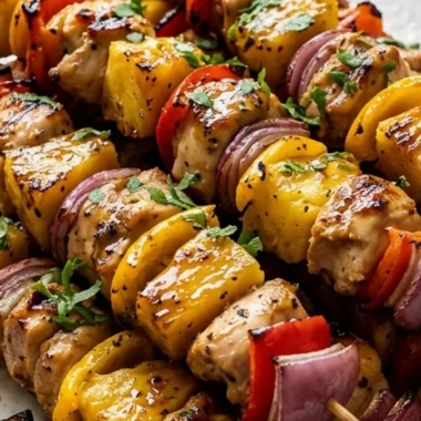 Tropical Hawaiian Chicken Skewers finished recipe