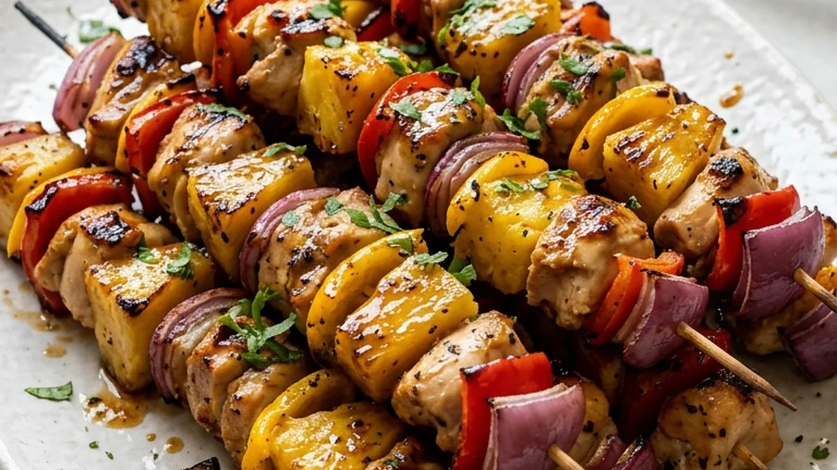 Tropical Hawaiian Chicken Skewers finished recipe