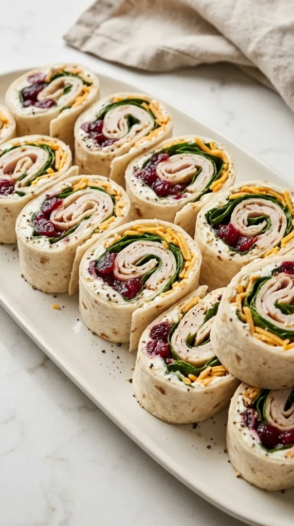 Turkey Cranberry Pinwheels full finished recipe